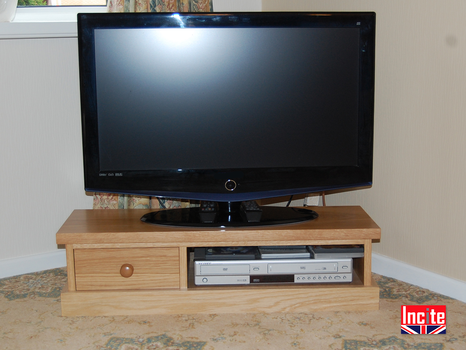 British Handmade Contemporary Low Oak TV Unit by Incite.
